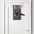 thumbnail image 2 of Cityscape Hanging Pocket Organizer, Doodle Pattern with Bicolour Design Houses with Windows and Roofs, Printed Polyester Storage Bag with Pockets, 9" x 16", Blue Violet and Yellow, 2 of 2
