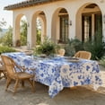 thumbnail image 4 of Floral Print Tablecloth Tablecloth 60x102 Inch Rectangle, Vintage Blue and White Table Cloth Linen Farmhouse Table Cover for Kitchen Party Dining Decor, 4 of 6