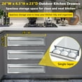thumbnail image 2 of 24 x 6.5 Inch Outdoor Kitchen Drawers, Stainless Steel SingleLayer Access BBQ Drawers with Flush Mount Handle, 24 x 6.5 x 23 Inch, 2 of 8