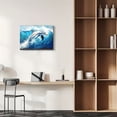 thumbnail image 5 of One Piece Of Canvas Wall Art Featuring A Wooden Frame Measuring , Showcasing A Retro Abstract Canvas Painting Of An Atlantic Spotted Dolphin In White., 5 of 6
