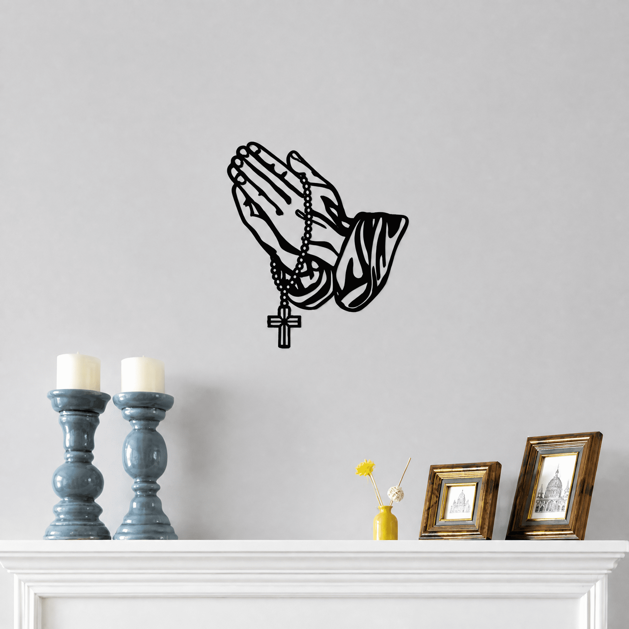 Gothic Black Metal Cross Wall Art, Prayer Faith Decor for Bedroom, Living Room, Office, Bathroom & Kitchen - Halloween Home Decor, Housewarming Gift