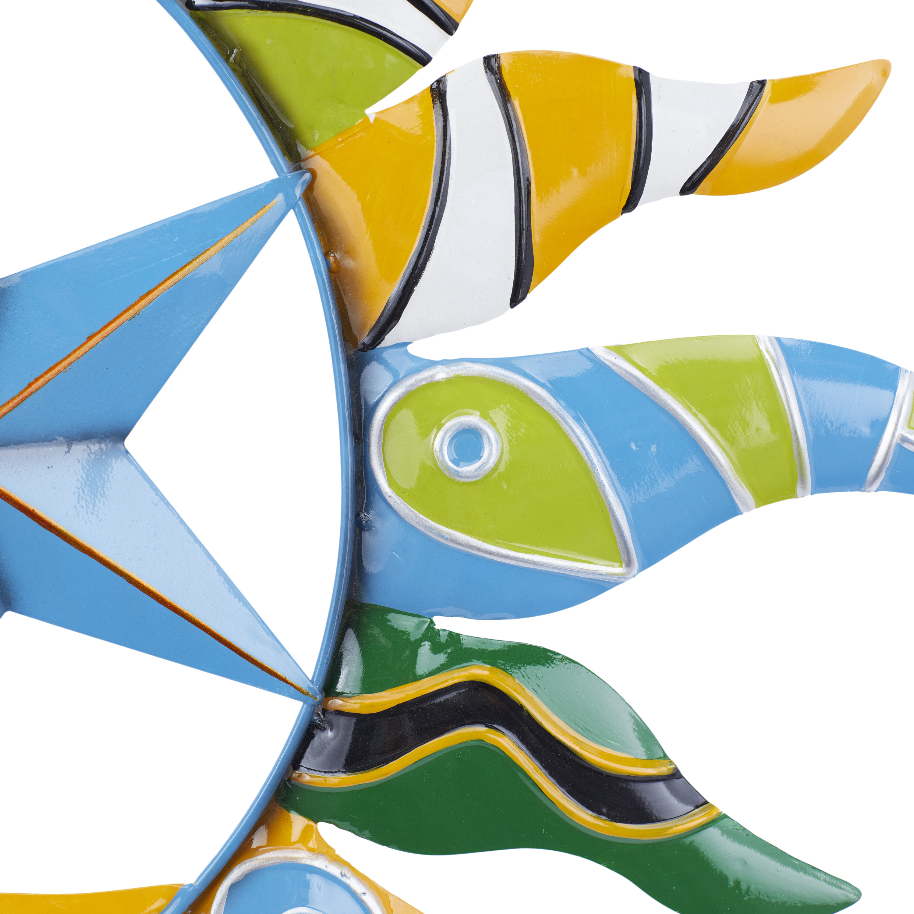 DecMode Multi Colored Metal Sun and Moon Indoor Outdoor Abstract Patterned Home Wall Decor with Yellow and Blue Accents, 25" x 1" x 25"