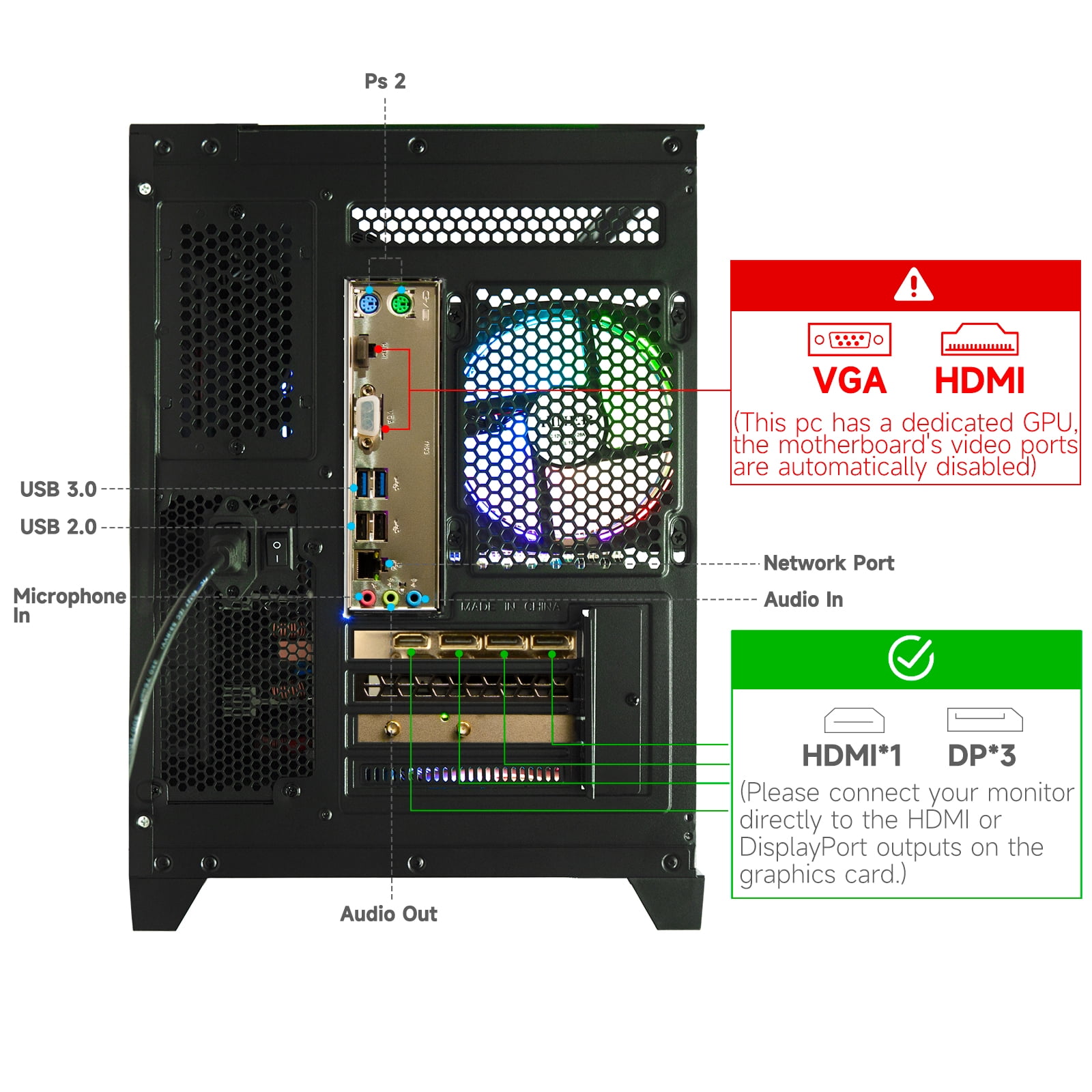 WIWB Gaming PC Desktop, Ryzen 7 5700X, 16GB DDR4, RTX 5060 8GB, 1TB NVMe SSD, WiFi 6