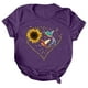 thumbnail image 2 of Pntutb Mujeres Casual Carta Impresión Mangas Cortas O-Cuello Camiseta Suelta Blusa tops Pntutb Pntutb-3567, 2 of 5