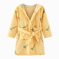 thumbnail image 4 of Gibobby Boys Girls Kids Soft Flannel Bathrobe,Thickened Warm Hooded Sleep Robe with Waist Tie,Plush Cozy Loungewear for Fall Winter for 2T 3T 4T 5T 6T 7T Toddler Pajamas,Yellow,Size 5-6T, 4 of 4