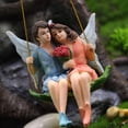 thumbnail image 4 of Estatua de pareja de jardín, adorno colgante de jardín de hadas en miniatura, decoración de columpio de resina de micropaisaje para oficina, patio de coche, 4 of 5