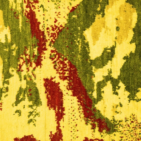 Ahgly Company Indoor Square Abstract Yellow Modern Area Rugs, 4' Square