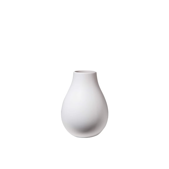Ceramic Plain Round Bellied Vase Matte Finish White-8.50"H