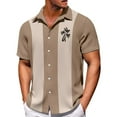 thumbnail image 2 of Lumtrix Mens Bowling Shirts Hawaiian Shirt Big and Tall Retro Button Up Vintage Guayabera Camp Shirt Printed Palmshadow Clothing Khaki L, 2 of 4