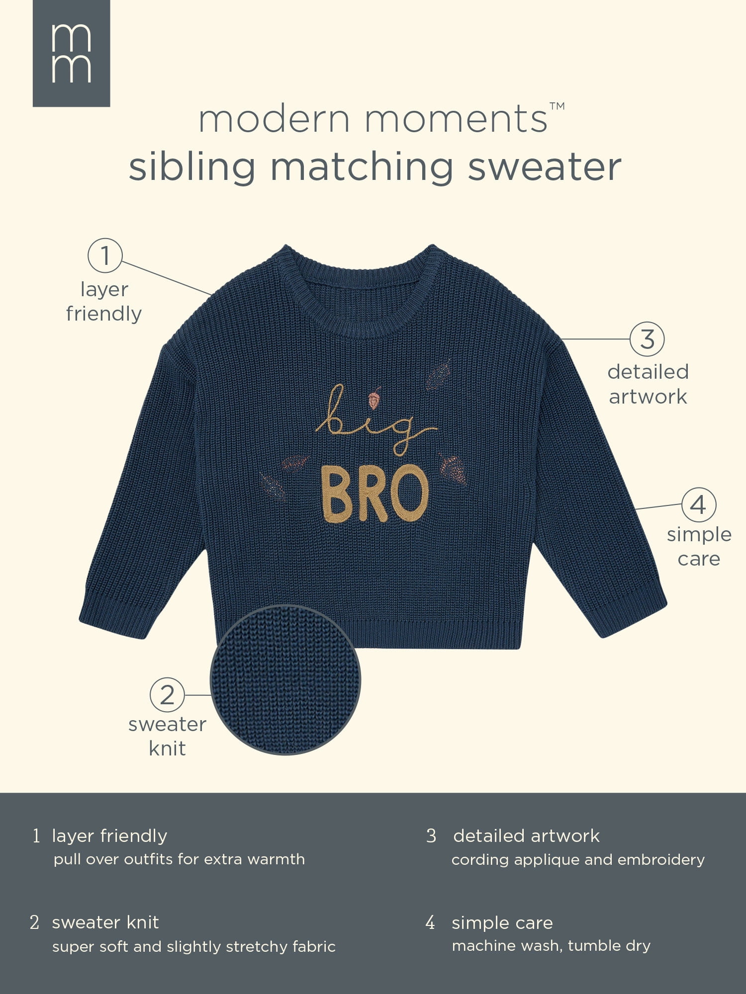 Modern Moments by Gerber Sibling Matching Sweater, Sizes 0/3 Months - 5T