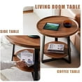 thumbnail image 3 of Yiwa 19.7 Inch Wooden Bedside Table, Round End Side Table with Black Metal Frame and Two-Tier Storage for Living Room, 3 of 6