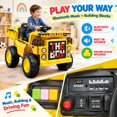 thumbnail image 5 of FUPOJH 12V Ride On Dump Truck for Kids, Electric Truck, Electric Construction Vehicle Toy with Electric Dump Bed, Parents Remote, Bluetooth, Ages 3-5,Yellow, 5 of 10
