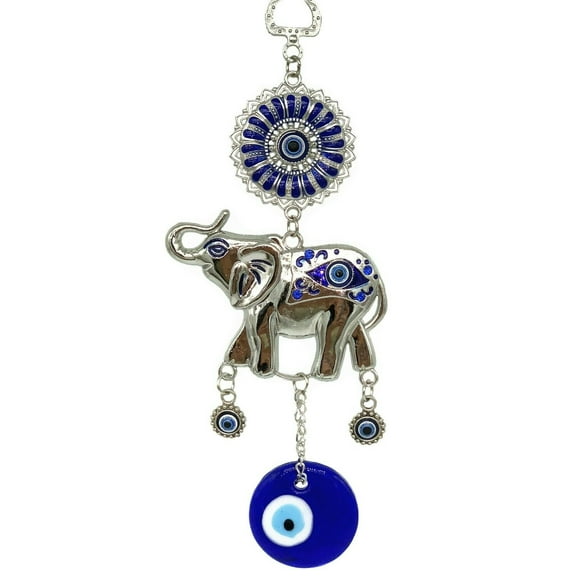 New Turkish Blue Evil Eye with Lucky Elephant Amulet Hanging Decor Blessing Gift Retro-CL15