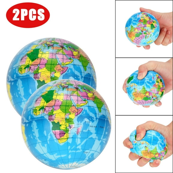 Agiferg 2 Pcs Balle Anti-Stress Carte du Monde Balle de Paume Balle Terre