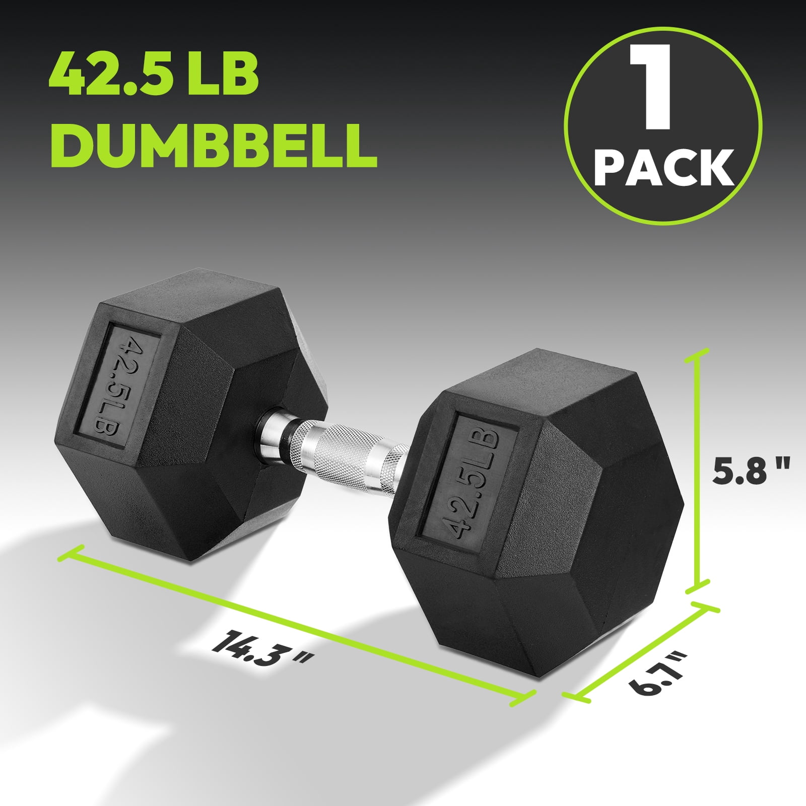 Hex Dumbbell Rubber Encased Hex Dumbbell Exercise & Fitness Hex Dumbbell, Hand Weight For Strength Training / 42.5LB