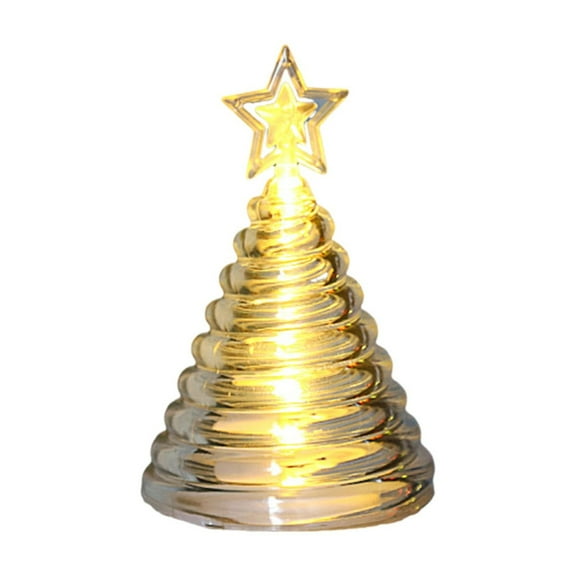 JeashCHAT LED Mini Christmas Tree, Acrylic Tabletop Christmas Tree Candle Light, Lighted Christmas Tree Home Office Table Centerpieces Xmas Gifts