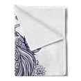 thumbnail image 2 of Koi Fish Soft Flannel Fleece Throw Blanket, Koi Carp Fish Hand-drawn in Dark Blue with a Lotus Flower Mandala Print, Cozy Plush for Indoor and Outdoor Use, 60" x 80", Indigo and White, by Ambesonne, 2 of 5
