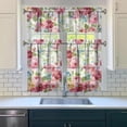 thumbnail image 2 of 3-Piece Bright Flowers Kitchen Curtain Set - Ruffled Valance and Tier Curtains with Rod Pocket, Fresh Floral Pattern for Farmhouse Kitchen Windows Decor, 54"x18" + 27.5"x36"x2, 2 of 5