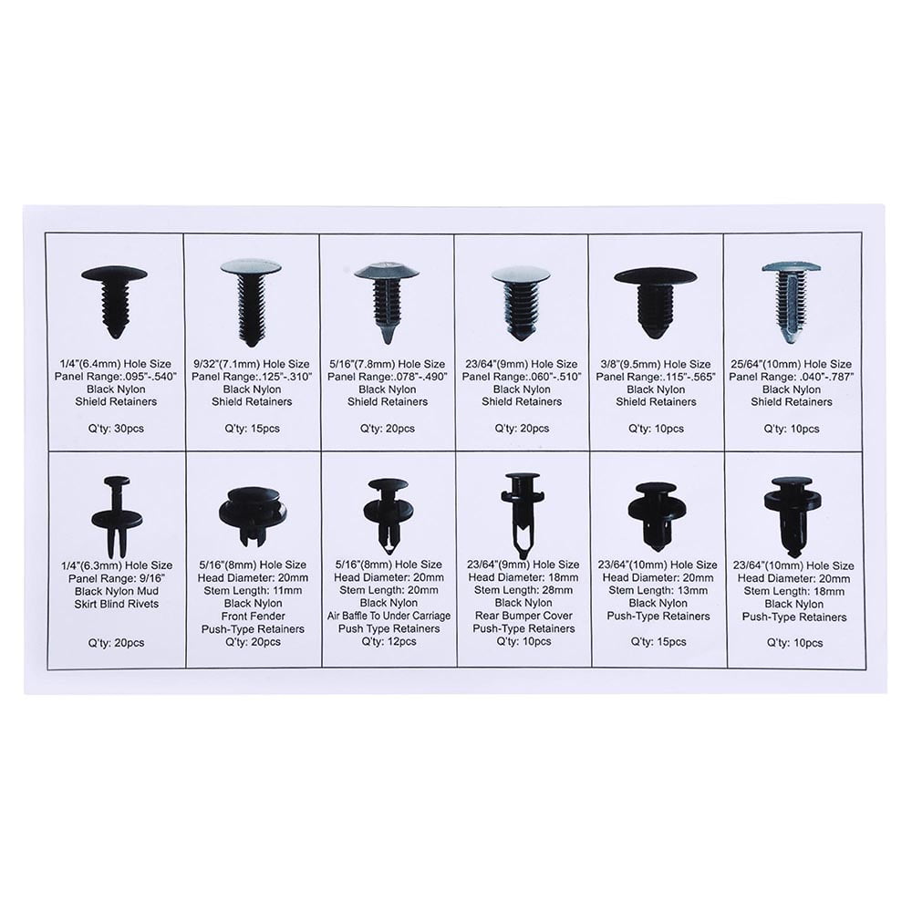 tool Kit 192pc Door Fenders Bumper Push Retainer Pin Rivet Trim Clip Fastener