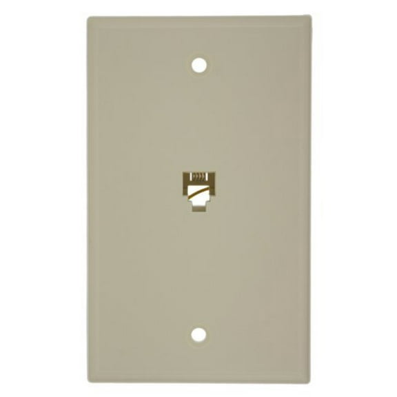 Leviton Almond 4-Conductor 625B4 Flush Mount Phone Jack Wallplate 6P4C 40949-A