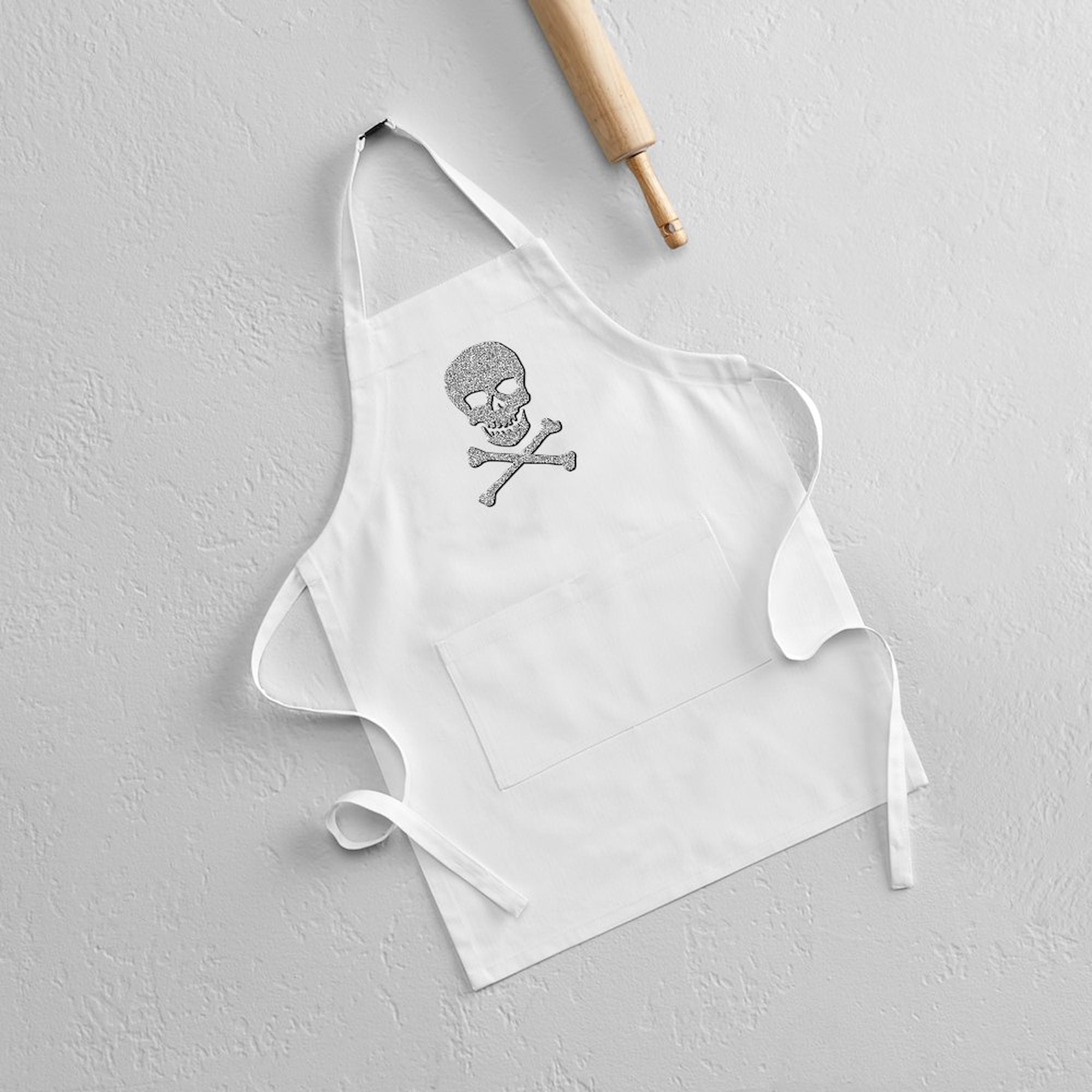 CafePress - Silver Glitter Skull & Crossbones - Kids Apron