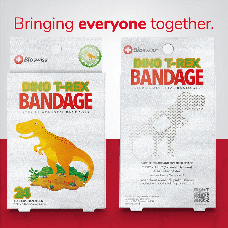 BioSwiss Bandages, Dinosaur Shaped Self Adhesive Bandage BioSwiss Bandages, Dinosaur Shaped Self Adhesive Bandage