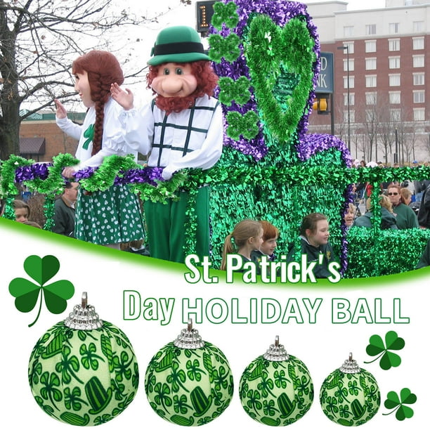 Decoraciones del Día de San Patricio - Paquetes de 4 bolas festivas de tela irlandesa para centros de mesa para fiestas, árboles y mesas