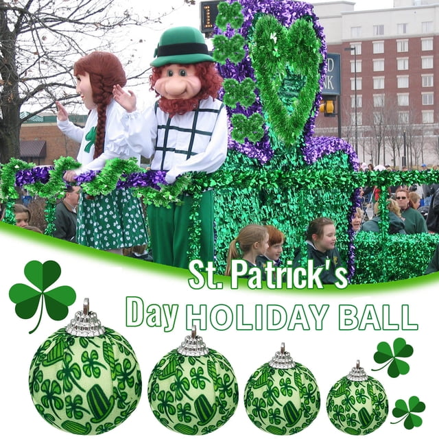 Xihbxyly Bolas de San Patricio, Decoraciones Festivas Verdes para Fiestas, Diseño Resistente y Reutilizable, Centros de Mesa, Adornos para Árboles, Decoración para Fiestas o Bodas, Juego de 4, Tamaño