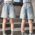 thumbnail image 7 of YunPes Tween Girls Star Baggy Jeans Shorts High Elastic Waisted Bermuda Patchwork Denim Shorts Y2K Hip Hop Streetwear Vintage Jorts, 7 of 7