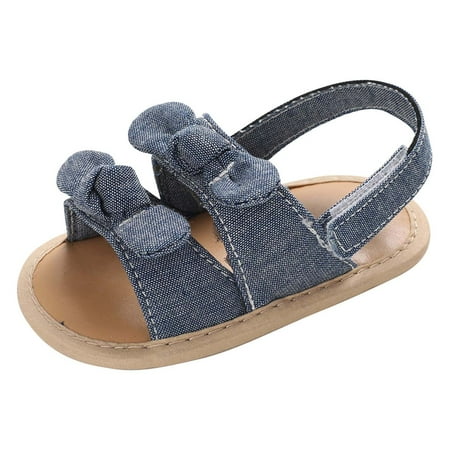 AnuirheiH Baby Girls Sandals Stripe Solid Color Summer Flat Shoes Infant First Walkers 4-6$ off 2nd