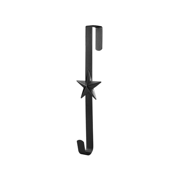 15In Metal Wreath Hanger for Front Door Sturdy over the Door Hook with Star Design in Black for Holiday Porch Decor