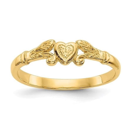Primal Gold 10 Karat Yellow Gold High Polished Solid Heart Baby Ring