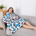 thumbnail image 5 of Oversized Wearable Blanket Hoodie,Lightblue Butterfly Pattern Sherpa Blanket Hoodie with Super Pockets,Super Warm Fuzzy Pullover for Women & Men, 5 of 6