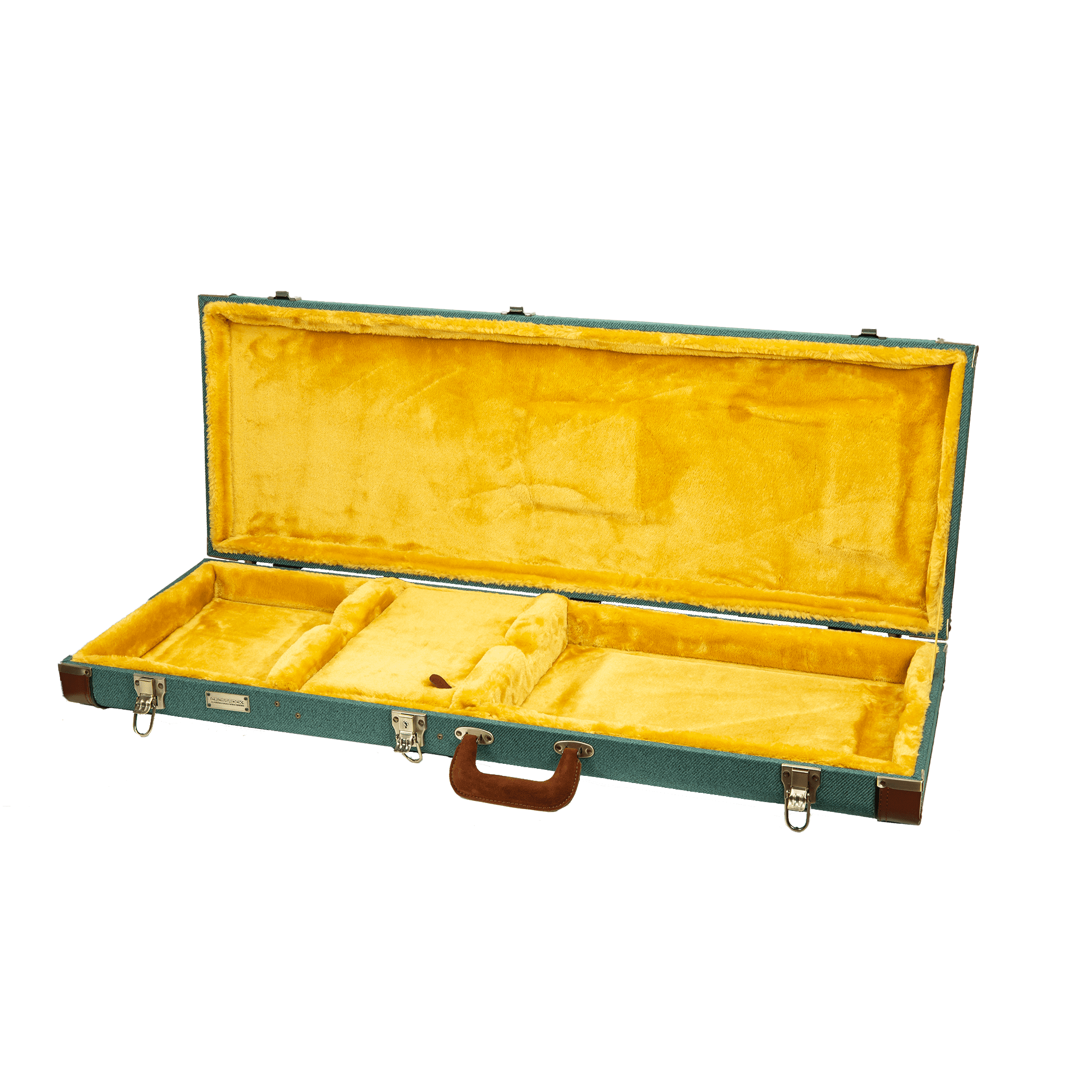 Crossrock Master Series - Wooden Telecaster&Stratocaster Electric Guitar Case - Security Lock, Genuine Leather Handle, Reinforced Hardware, Metal Feet, Storage Space- Malachite Blue Tweed