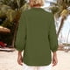 thumbnail image 2 of TaTaai 2026 Spring Women’s Lapel 3/4 Sleeve Tee Regular Blouse Casual Solid Color Fashion Top Linen Texture Polyester Daily Shirt Gift, 2 of 8