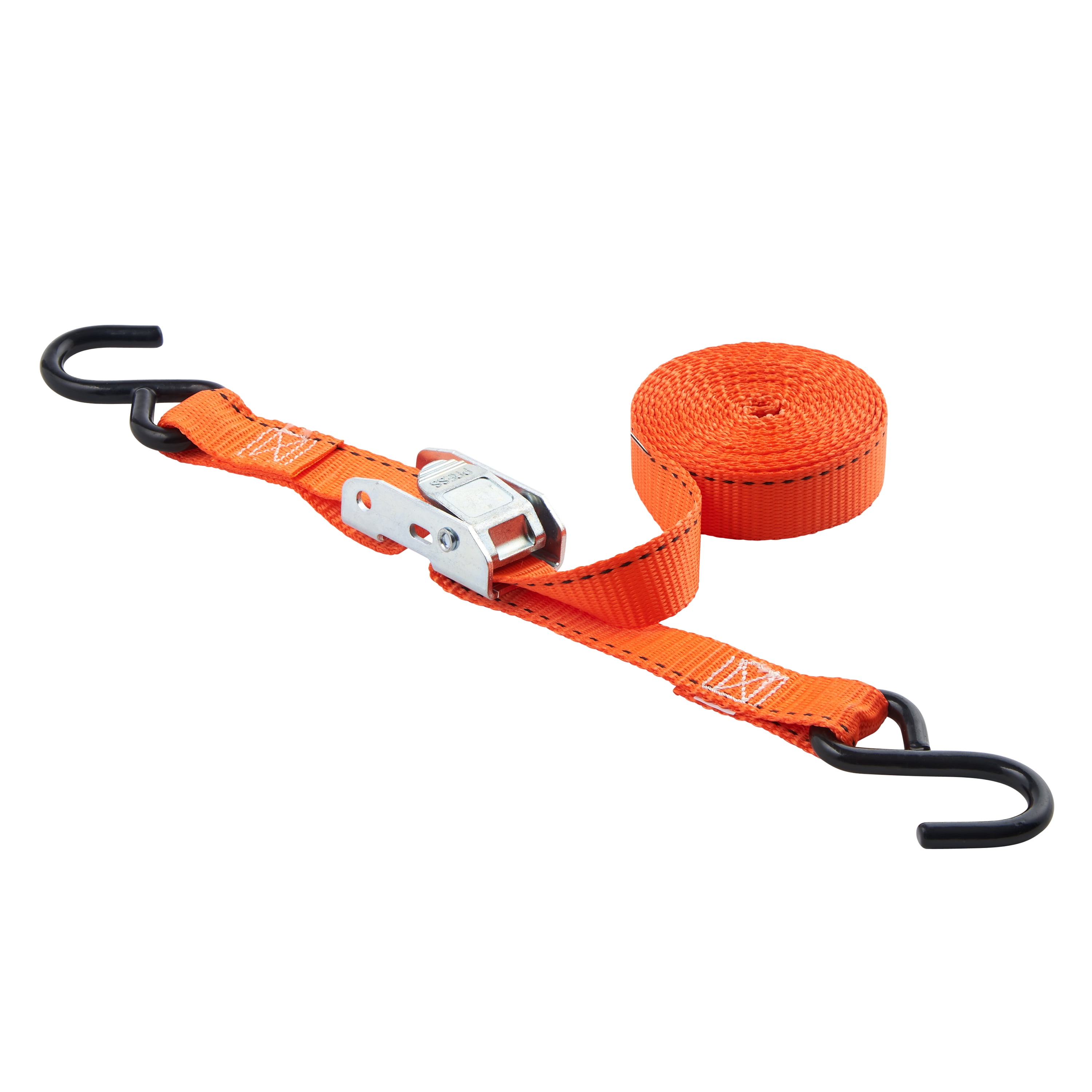 4-Pack 1" x 10' Orange Heavy Duty Cam Buckle Straps with S-Hooks 