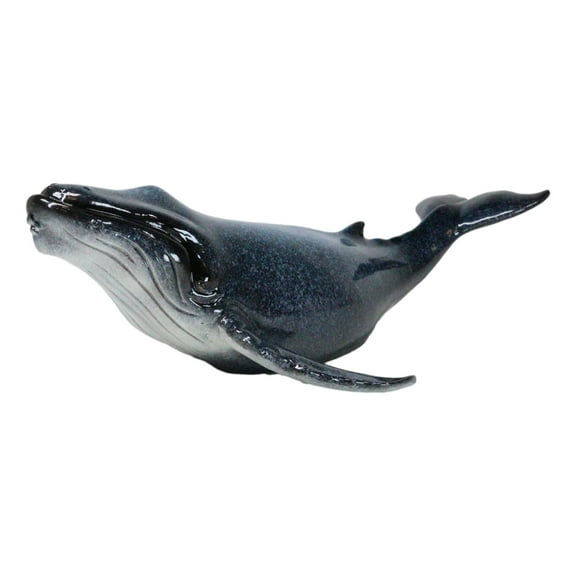 Large Nautical Ocean Marine Baleen Blue Humpback Whale Swimming Figurine 17"L