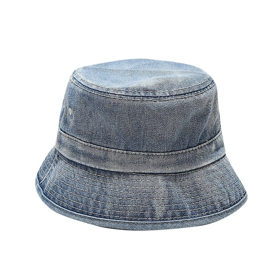 Ticikt Adult Fashion Solid Denim Sunshade Fisherman's Hat Basin Hat Outdoor Bucket Hat,Color:Light blue