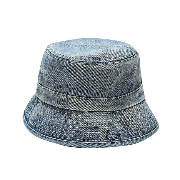 XZNGL Denim Bucket Hat Adult Fashion Solid Denim Sunshade Fishermans Hat  Basin Hat Outdoor Bucket Hat