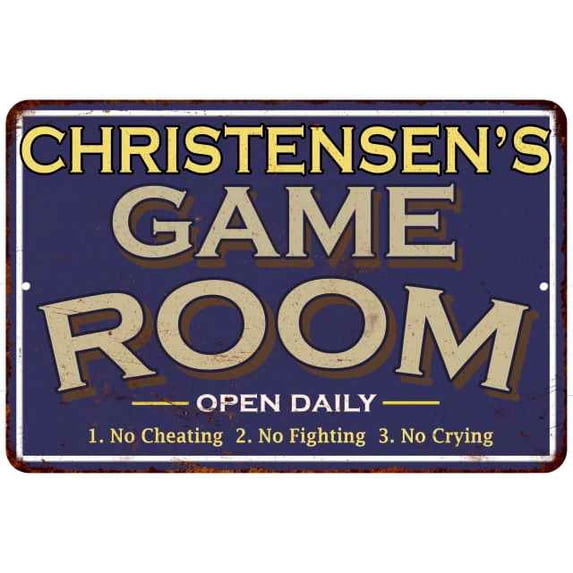 CHRISTENSEN'S Blue Game Room Sign Metal 8 x 12 Matte Finish Metal 108120002078