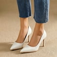 thumbnail image 5 of Viluyesy Women's Stiletto Pumps Pointed Toe Slip On High Heels Dressy Comfortable Elegant Office Party Wedding Shoes White Size 8, 5 of 6