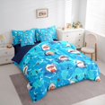 thumbnail image 2 of Feelyou Cartoon Shark Twin Bedding Sets for Boys Girls Kids, Ocean Cute Marine Wildlife Bedding Comforter Set, Blue, Blue Reversible, 7-Piece, 2 of 7