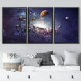 thumbnail image 2 of wall26 Framed Canvas Print Wall Art Set Planets in Spiral Purple Solar System Astronomy &amp; Space Skyline Digital Art Realism Rustic Colorful for Living Room, Bedroom, Office - 24"x36"x3, 2 of 5