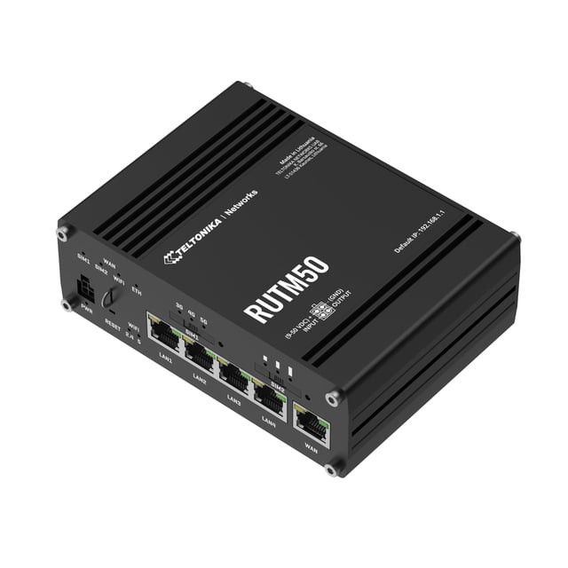Enrutador industrial Teltonika RUTM50 5G WiFi 6 Dual SIM con conmutación por error