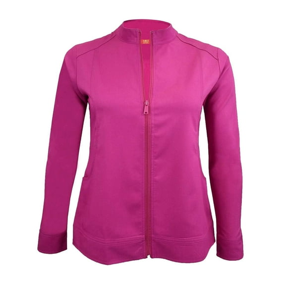 ACTIVE UNIFORMS Women's Ultra Soft Stretch Zip Up Scrub Jacket (Hot Pink, Medium)