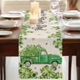 thumbnail image 3 of Table Runners 120 Inches Long Dress Scarves, St. Patrick's Day Farmhouse Coffee/Dining/Kitchen Table Runner for Living Room, Green Shamrocks Truck Plants Retro Beige 13x120 Inch, 3 of 9