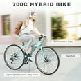thumbnail image 2 of 700C Road Bike with Disc Brakes, 7 Speed Hybrid Bike, Bicycle for Adult Women Men, City Bike Suit for Rider 5'3"-5'8", Green, 2 of 6