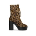 thumbnail image 3 of Unique Bargains Bottes de Combat à Talons Épais Plateforme à Lacets pour Femmes, 3 of 7