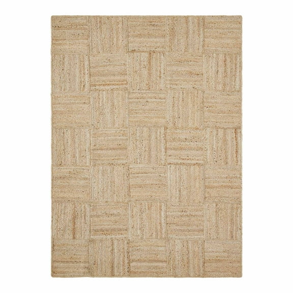 Beautiful Natural Jute Square Check Indoor Area Rug by Drew Barrymore, 5' x 7'