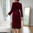 thumbnail image 4 of New Fjofpr Womens Nightgowns & Sleepshirts Women's Casual Homewear Long V-Neck Lace Robes Nightwear Pajamas Wine L, 4 of 9